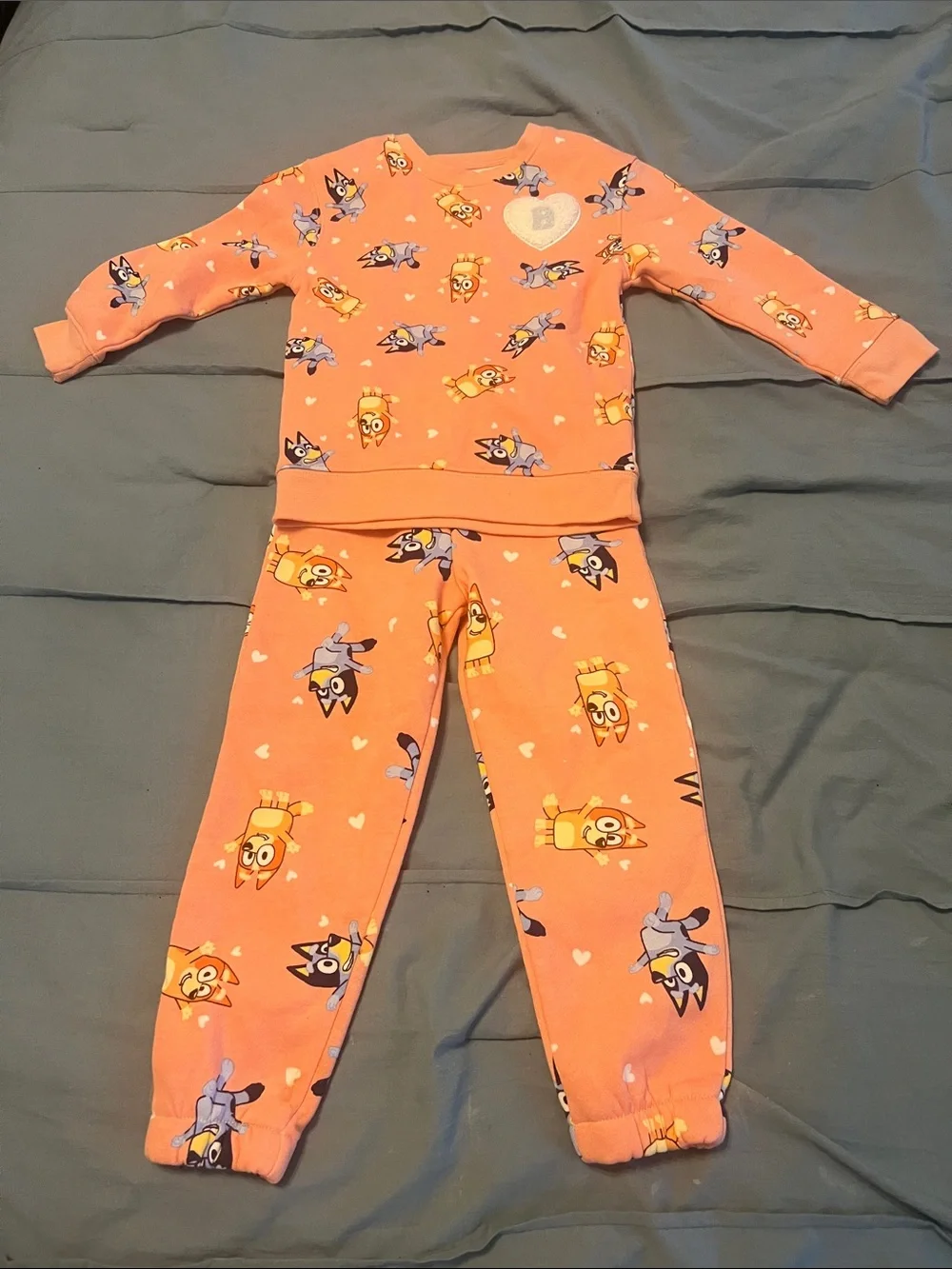 Bluey Kids Coral Character Jogging Set - Long Sleeve Top & Pants, like new